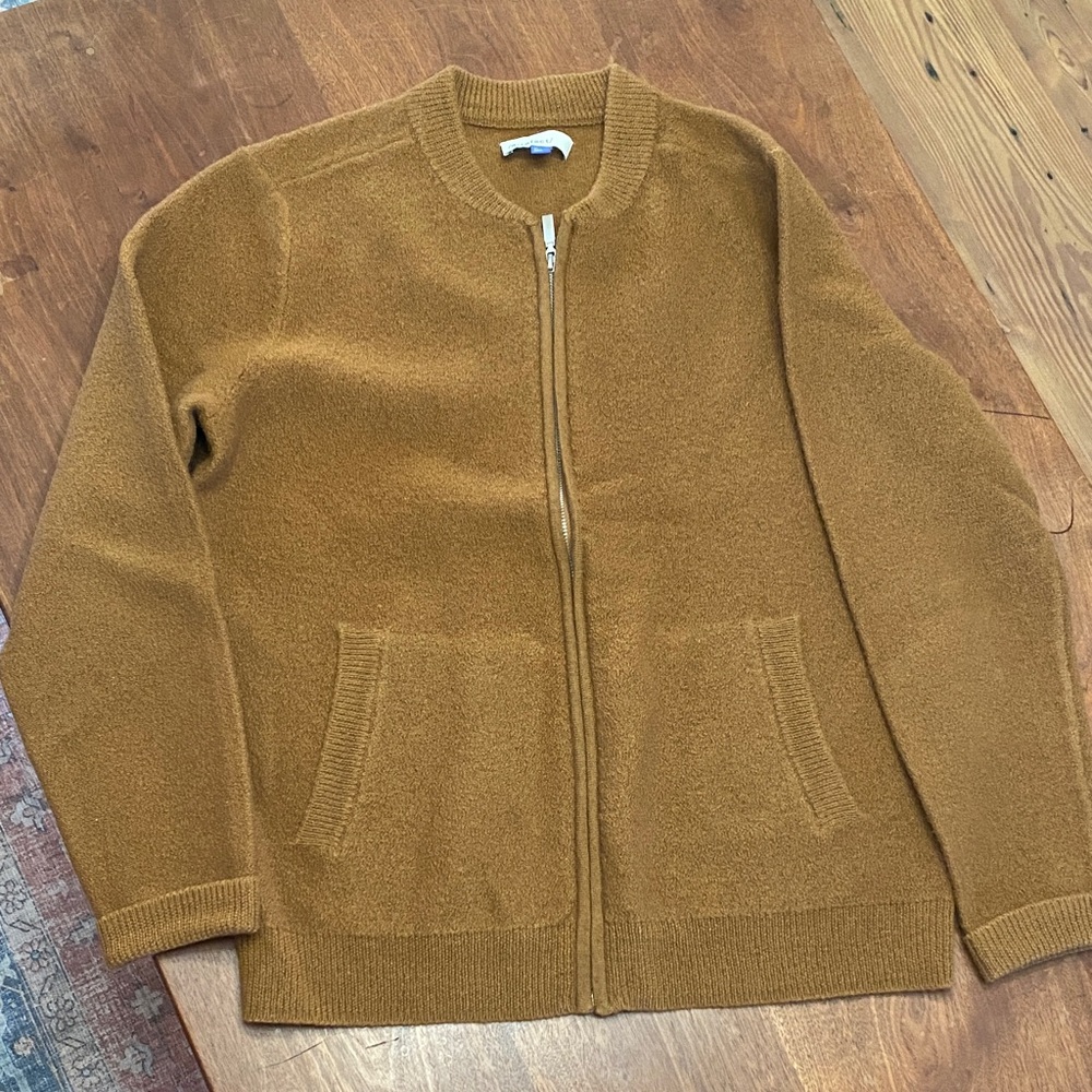 Cozy Tan Zip-Up Cardigan